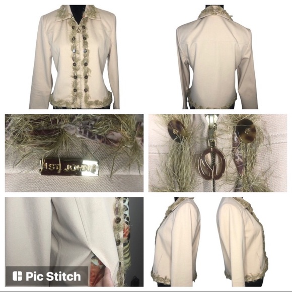 St. John Sport Khaki 2 piece fringe pant suit set - Picture 2 of 16